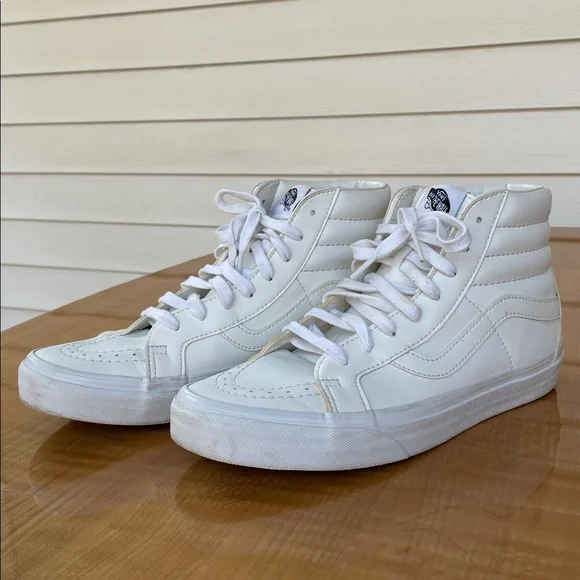 VANS Leather Sk8-Hi True White Sneakers Womens Size 9.5 - Picture 2 of 11